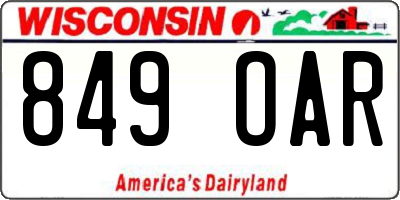 WI license plate 849OAR