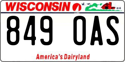 WI license plate 849OAS