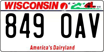 WI license plate 849OAV