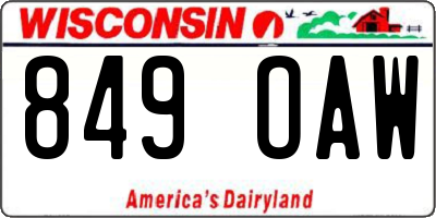 WI license plate 849OAW
