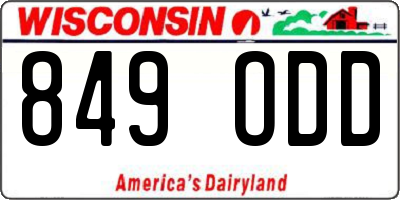 WI license plate 849ODD