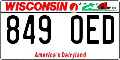 WI license plate 849OED