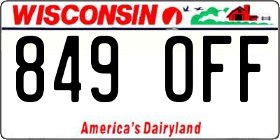 WI license plate 849OFF