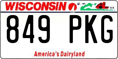 WI license plate 849PKG