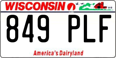 WI license plate 849PLF