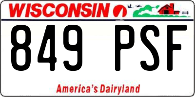 WI license plate 849PSF