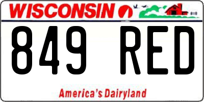 WI license plate 849RED