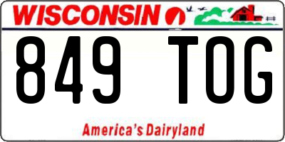 WI license plate 849TOG