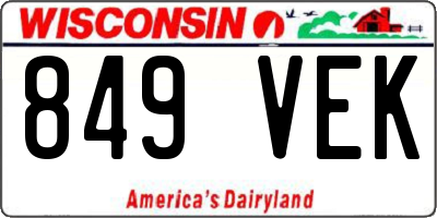 WI license plate 849VEK