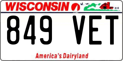 WI license plate 849VET