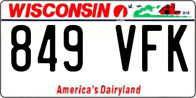 WI license plate 849VFK