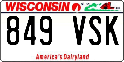 WI license plate 849VSK