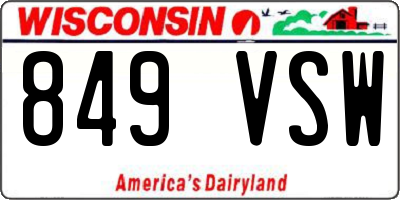 WI license plate 849VSW
