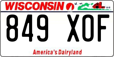 WI license plate 849XOF