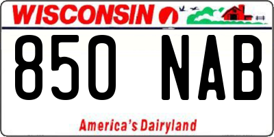 WI license plate 850NAB
