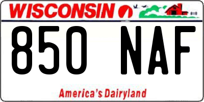 WI license plate 850NAF