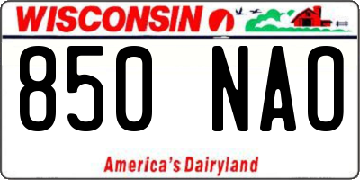 WI license plate 850NAO