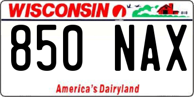 WI license plate 850NAX