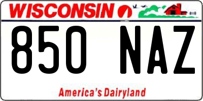 WI license plate 850NAZ