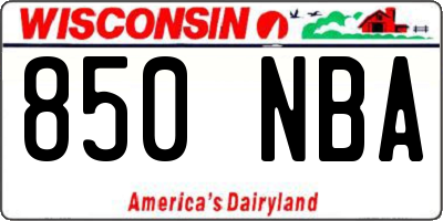 WI license plate 850NBA