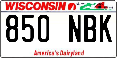 WI license plate 850NBK