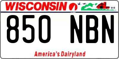 WI license plate 850NBN