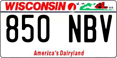 WI license plate 850NBV
