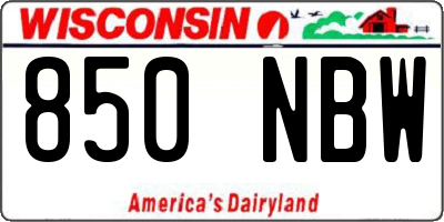 WI license plate 850NBW