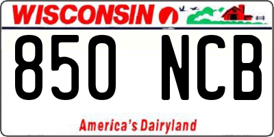 WI license plate 850NCB
