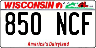 WI license plate 850NCF
