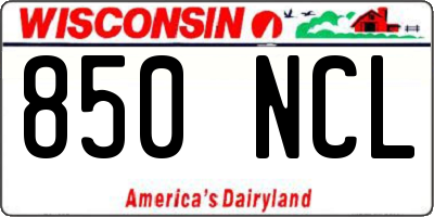WI license plate 850NCL