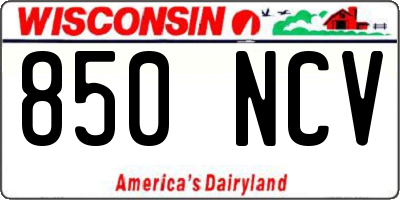 WI license plate 850NCV