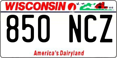 WI license plate 850NCZ