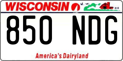 WI license plate 850NDG
