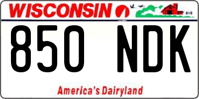WI license plate 850NDK