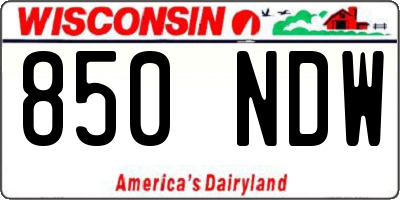 WI license plate 850NDW