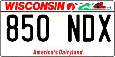 WI license plate 850NDX
