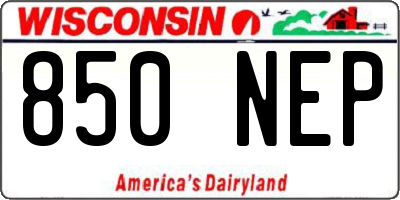 WI license plate 850NEP