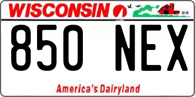 WI license plate 850NEX