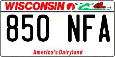 WI license plate 850NFA