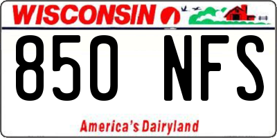 WI license plate 850NFS