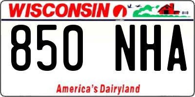 WI license plate 850NHA
