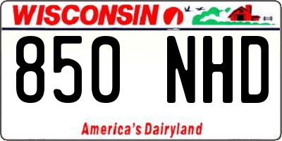 WI license plate 850NHD