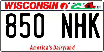 WI license plate 850NHK