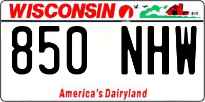 WI license plate 850NHW