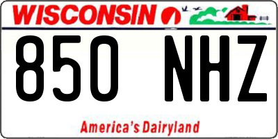 WI license plate 850NHZ