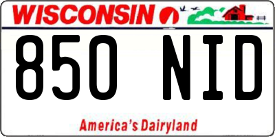 WI license plate 850NID