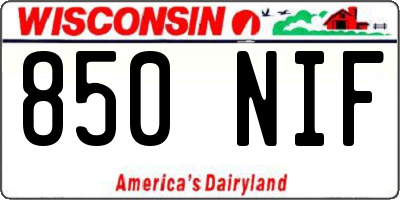 WI license plate 850NIF