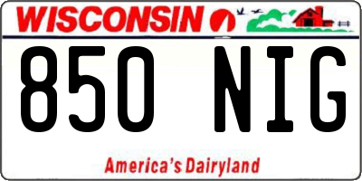 WI license plate 850NIG