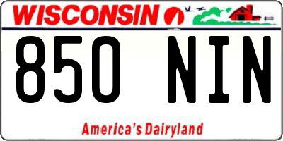 WI license plate 850NIN